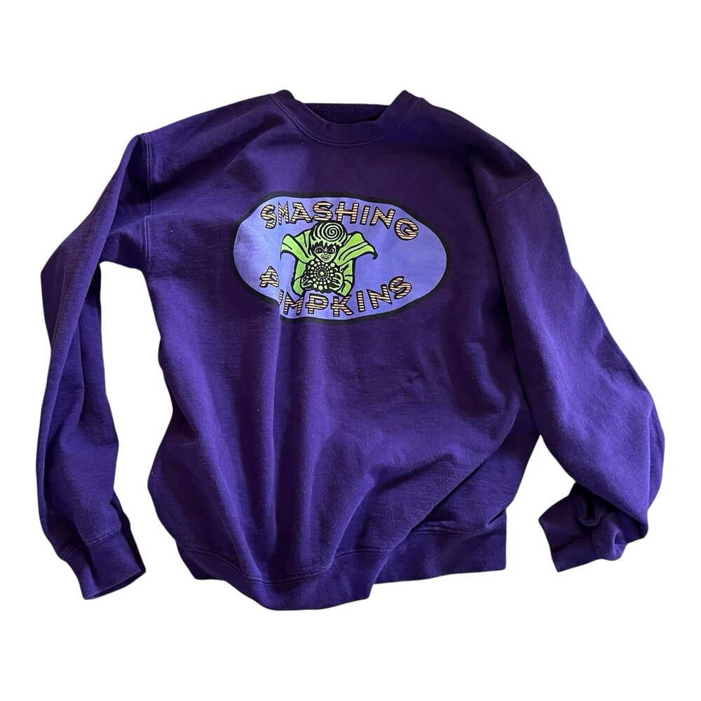 Smashing Pumpkins Purple Sweatshirt Retro Band Logo Crewneck S Pullover Fleece